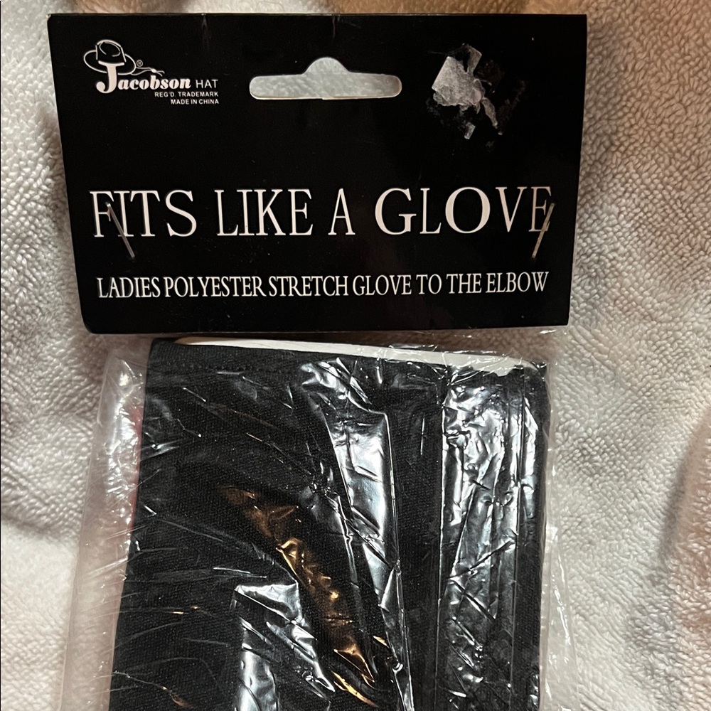 18 Inch Black Ladies Stretch Elbow-Length Gloves